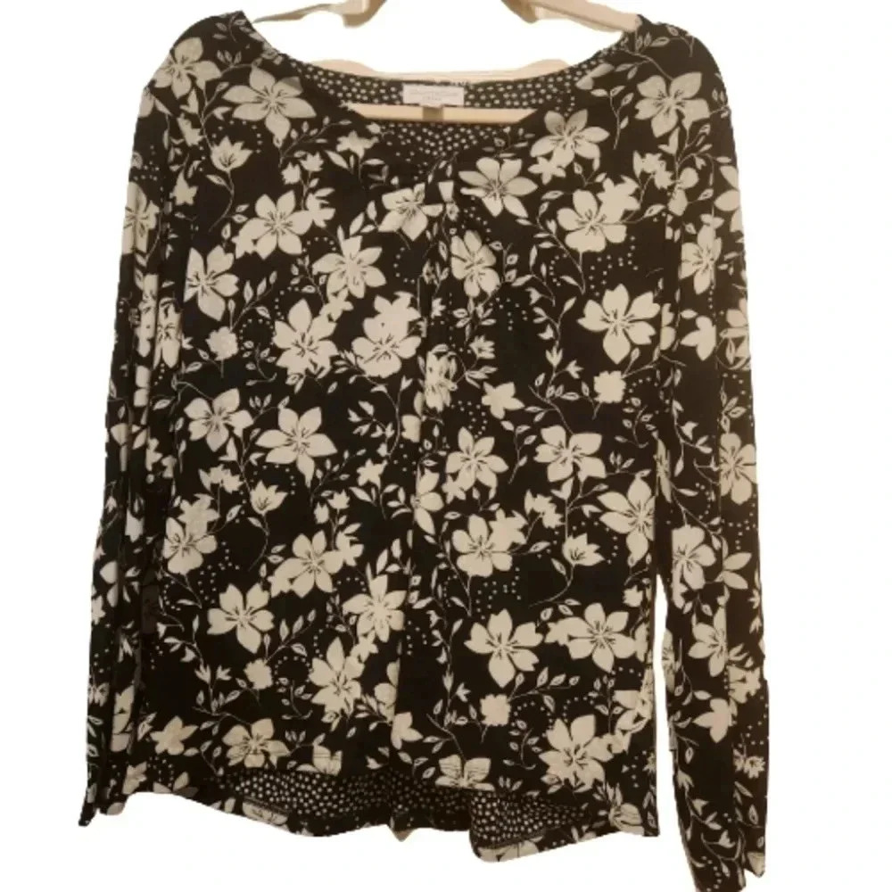 Charter Club Plus Size 2X Blouse – Floral & Polka Dot Mix